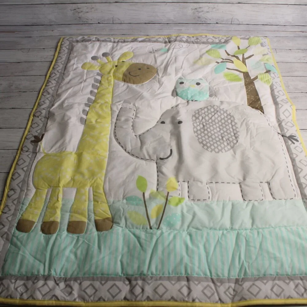 Garanimals Nursery Set Crib Comforter Sheet Giraffe Elephant Unisex Baby